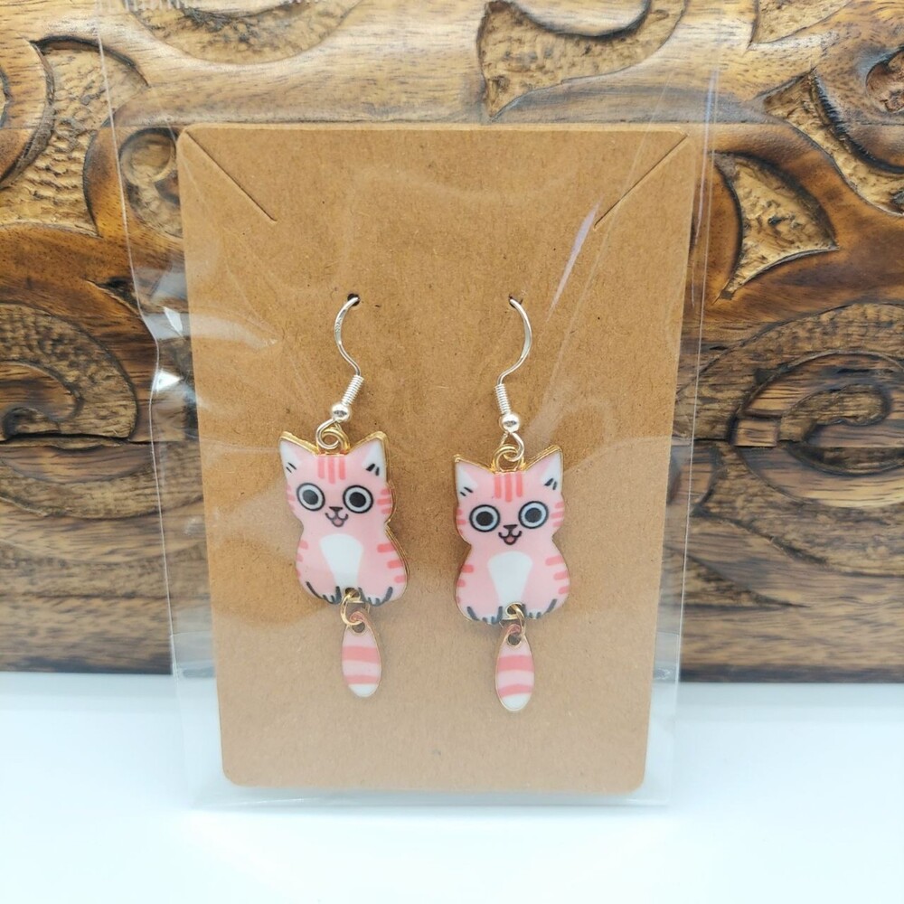 Pink Cat Earrings